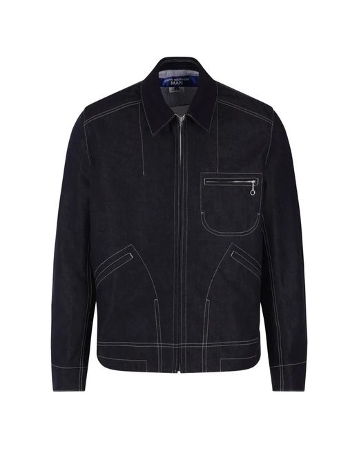 Junya Watanabe Blue Contrast-Stitch Zip-Up Jacket for men