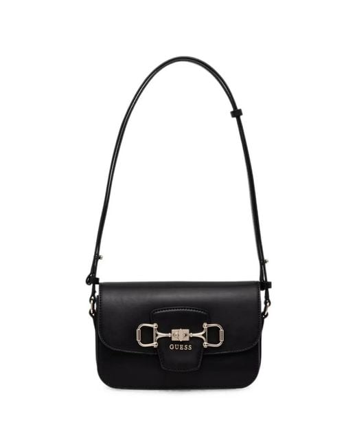 Guess Black Horsebit-Detail Crossbody Bag
