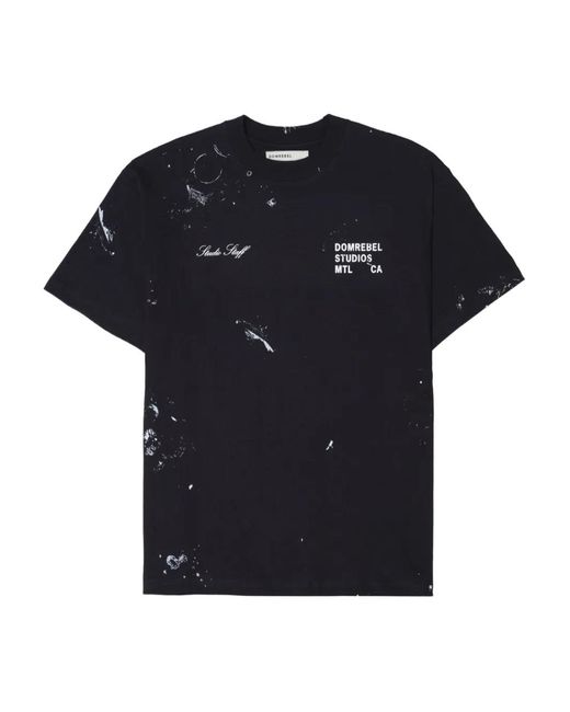 DOMREBEL Black Staff Paint-Splatter Cotton T-Shirt for men