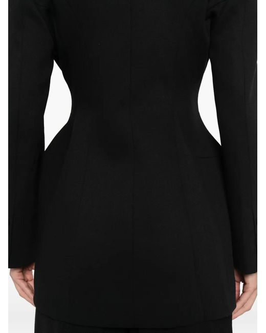 LA PISCINE Black Double-Breasted Sculpted Blazer