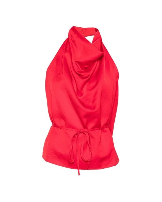 Marques'Almeida Red Halterneck Backless Top