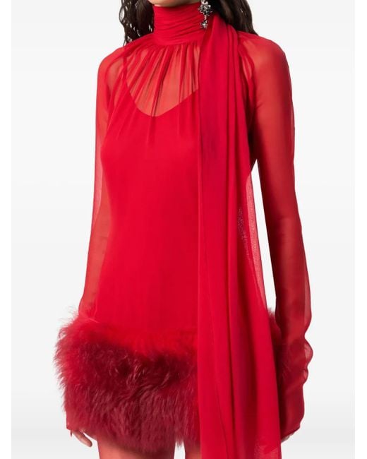 Blumarine ハイネック ミニドレス Red