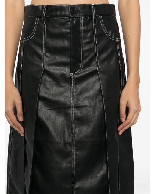 B+ AB Black Contrast Stitching Midi Skirt