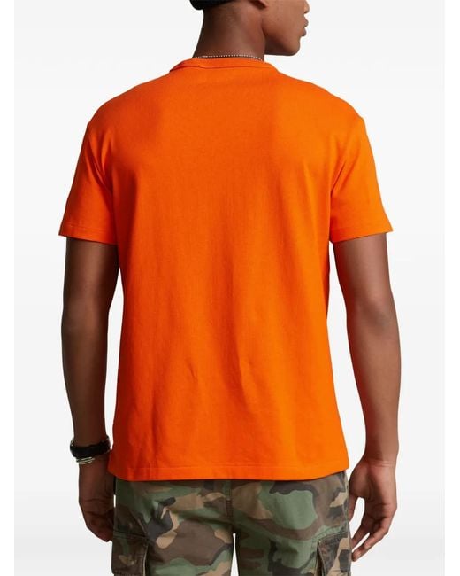 Polo Ralph Lauren Orange Embroidered-Logo T-Shirt for men