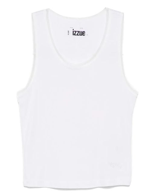 Izzue White Embroidered Tank Top