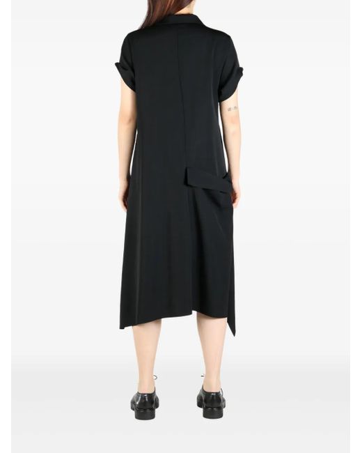 Yohji Yamamoto Black Wool Midi Dress