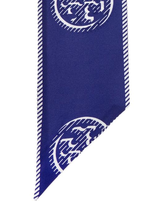 Tory Burch Blue Printed Neck Scarf