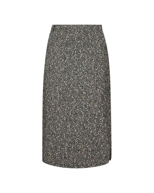 Alessandra Rich Gray Bouclé-Knit Pencil Midi Skirt