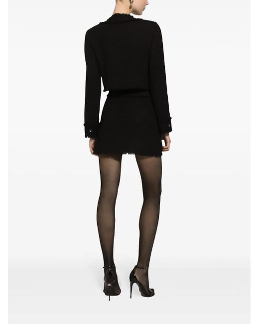 Dolce & Gabbana Black Dg-Buttons Cropped Tweed Jacket