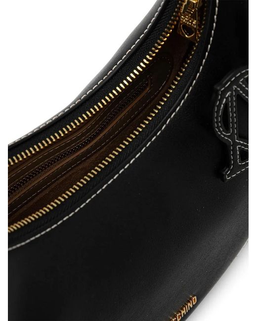 Love Moschino Black Logo-Detail Stitched Tote Bag