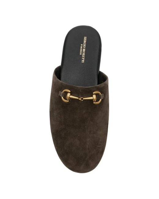 SERGIO MORETTI FIRENZE Brown Suede Flat Mules