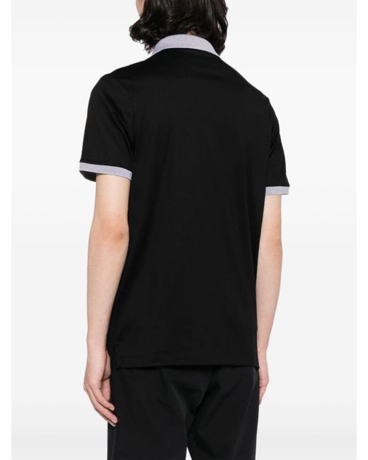 Paul & Shark Black Contrast-Trim Cotton Polo Shirt for men