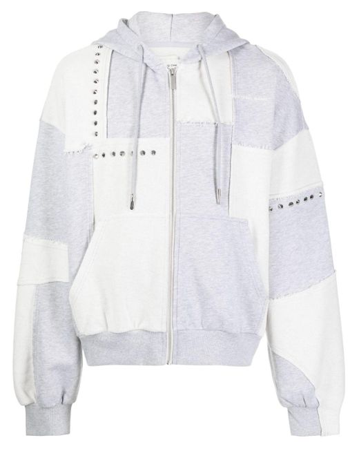 Feng Chen Wang White Studded Zip-up Hoodie for men