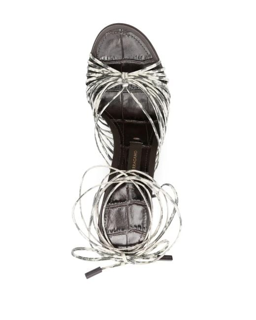 Ferragamo White Caged Design Sandals