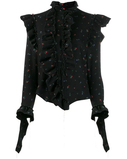 Vetements Black Hemd Mit Volants