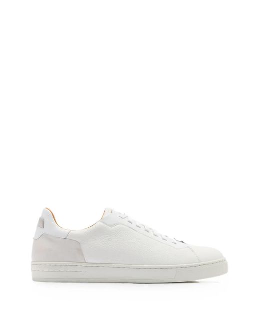Magnanni Shoes White Panelled Pebbled-Leather Sneakers for men