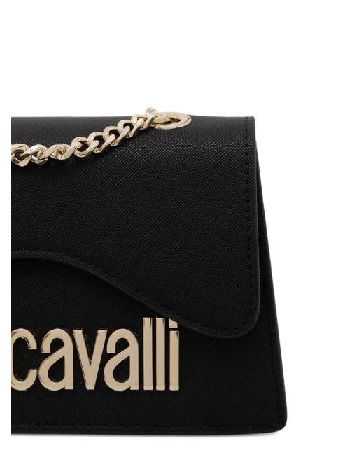 Just Cavalli Black Schultertasche mit Logo-Schild