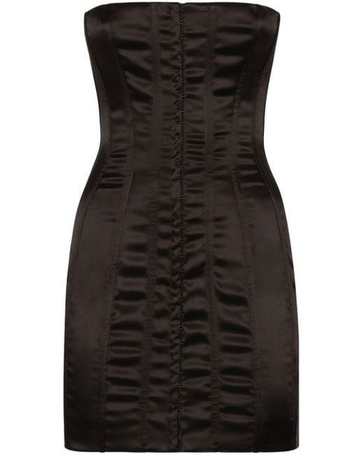 Dolce & Gabbana Strapless Satijnen Mini-jurk in het Black