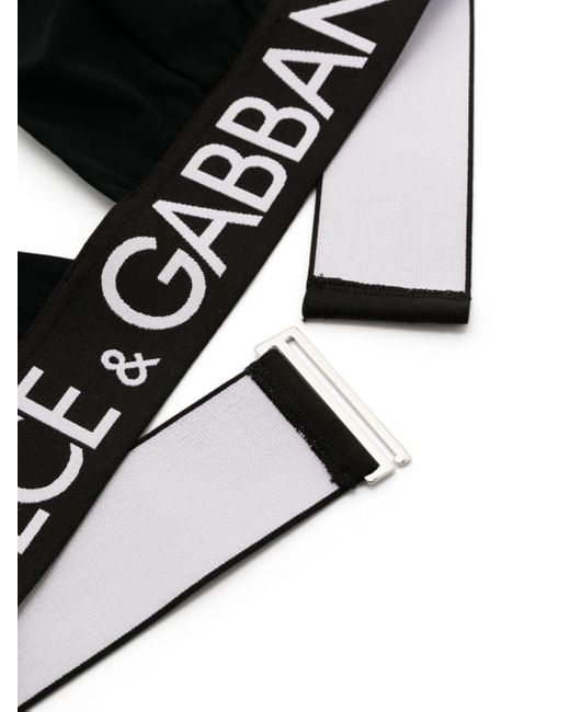 Reggiseno a triangolo con banda logo di Dolce & Gabbana in Black