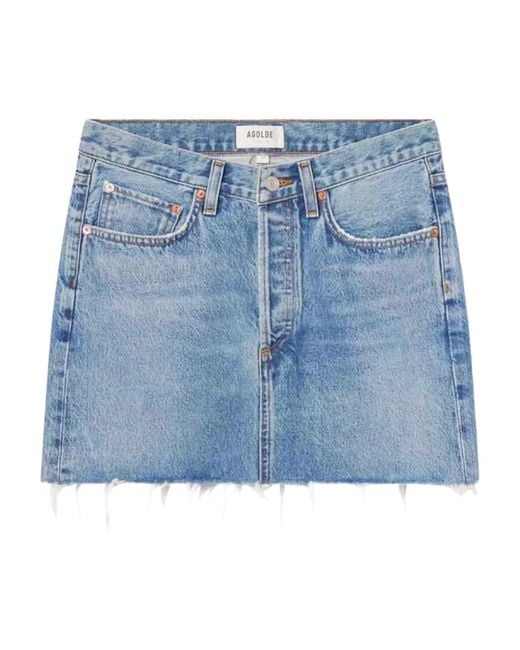 Agolde Blue Denim Mini Skirt