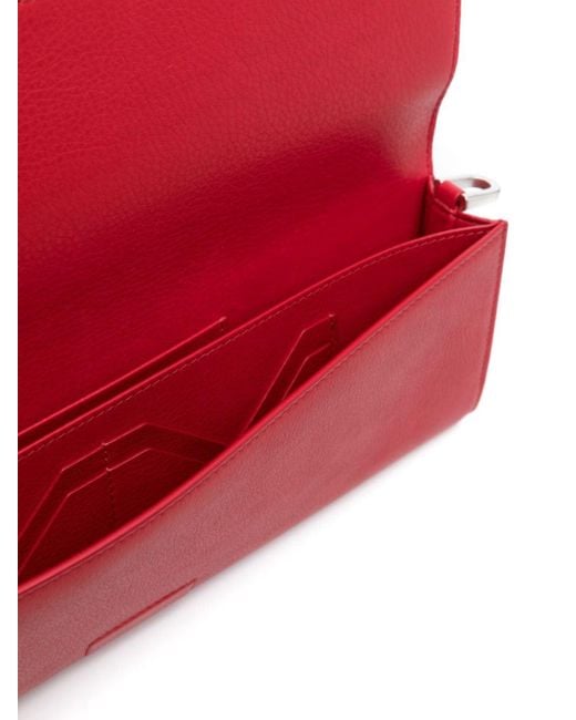 Rick Owens Red Grained Leather Messenger Bag for men