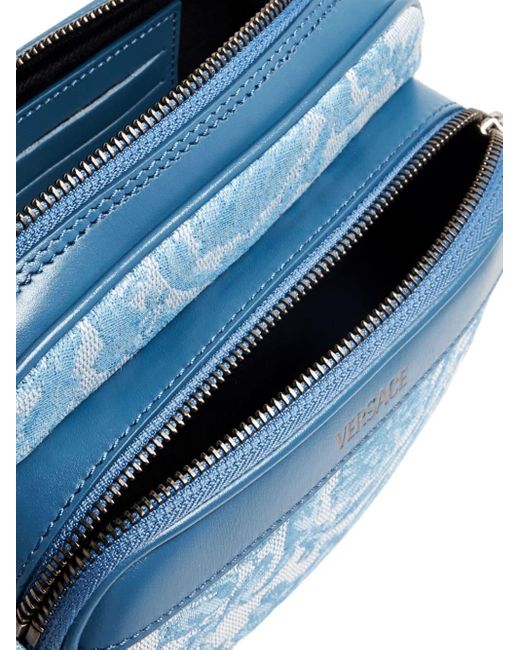 Versace Blue Barocco-print Messenger Bag for men