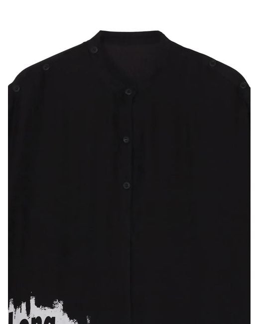 Yohji Yamamoto Black Slogan-Print Shirt for men