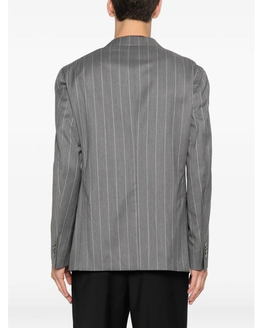 Luigi Bianchi Gray Pinstripe-Pattern Notch-Lapel Suit for men