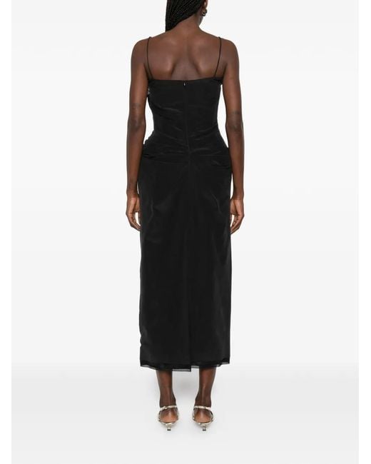 Magda Butrym Black Lace-Trim Midi Dress