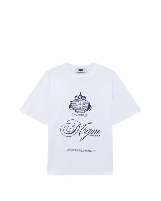 MSGM White Logo-Print T-Shirt