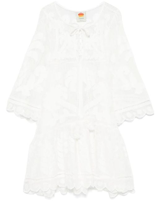 Abito Corto Con Ricamo di Farm Rio in White