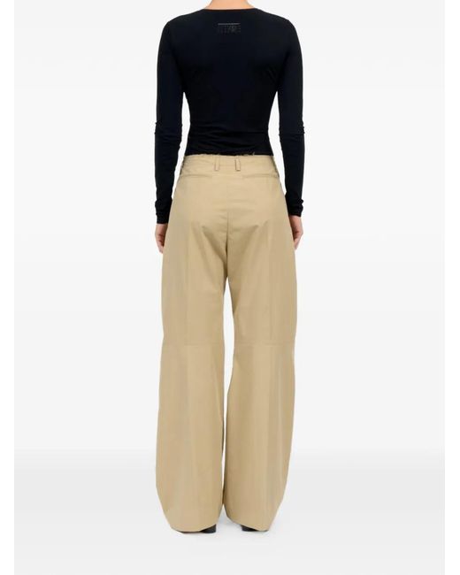 MM6 by Maison Margiela Natural Raw-Edge Pleated Trousers