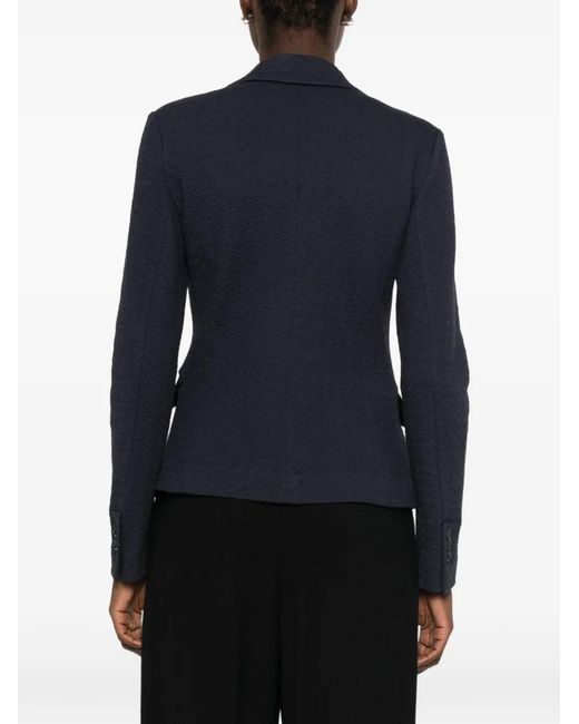Emporio Armani Blue Cotton Single-Breasted Jacket