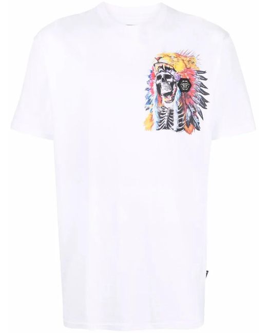 Philipp Plein White Skull Print T-Shirt