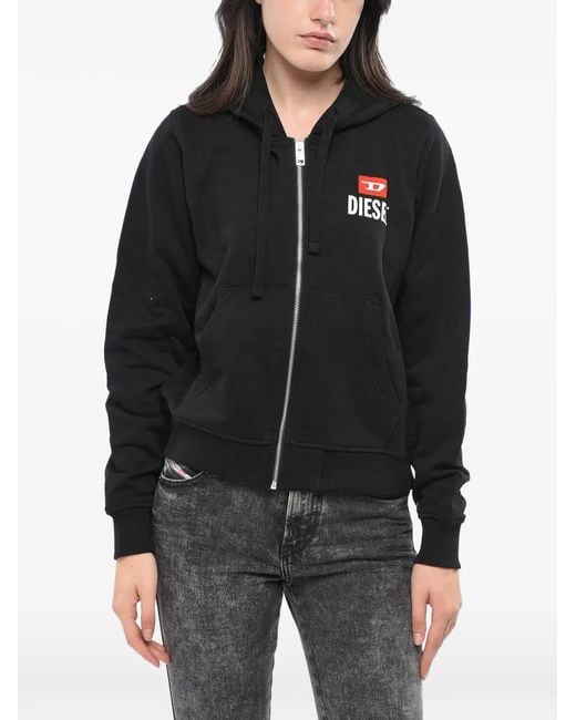 DIESEL Black Logo-Print Full-Zip Hoodie