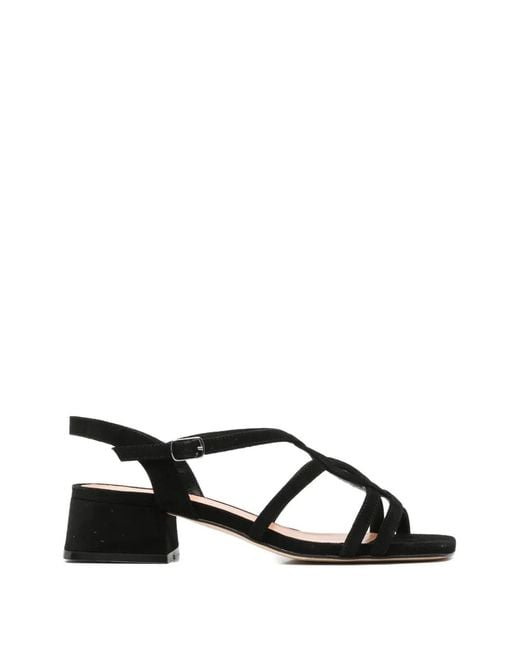 Julie Dee Black Multi-Strap Slingback Sandals