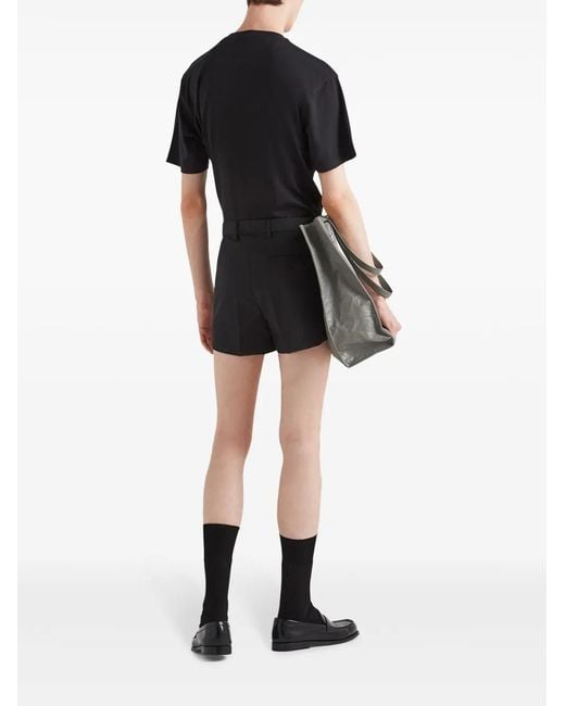 Prada Black Embellished-Triangle T-Shirt for men