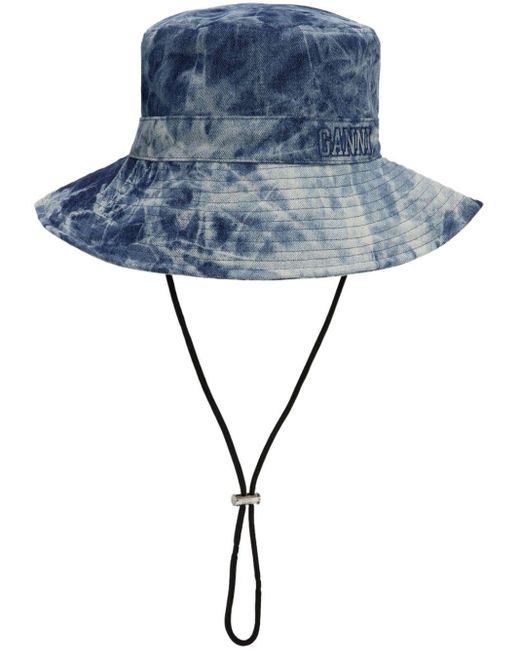Ganni Blue Washed Denim Bucket Hat