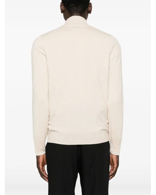 Brunello Cucinelli White Zip-Up High-Neck Cardigan for men
