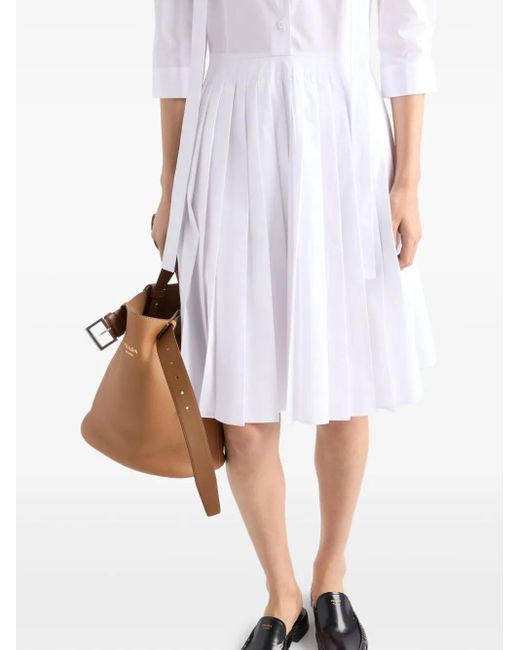 Prada Geplooide Popeline Blousejurk in het White