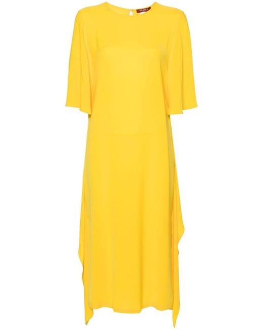 Max Mara Yellow Batwing-sleeves Midi Dress