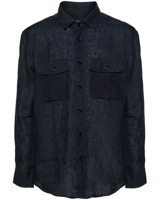 Brioni メンズ ブルー リネンシャツ 【公式通販】