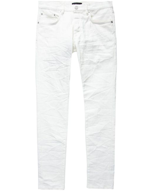Purple Brand Monogram-jacquard Slim-cut Jeans in White for Men
