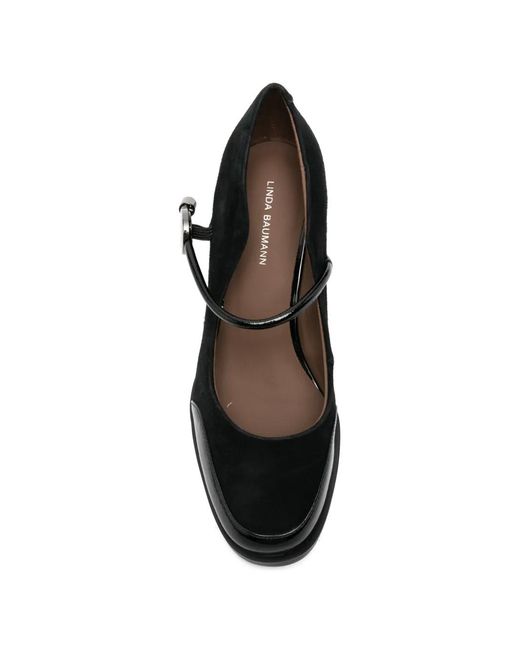 Linda Baumann Black Logo-Detail Heeled Pumps
