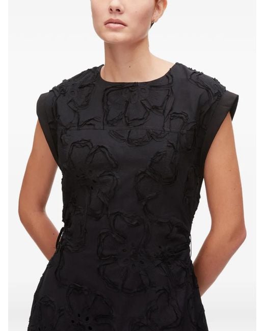 3.1 Phillip Lim Black Floral Asymmetrical Midi Dress