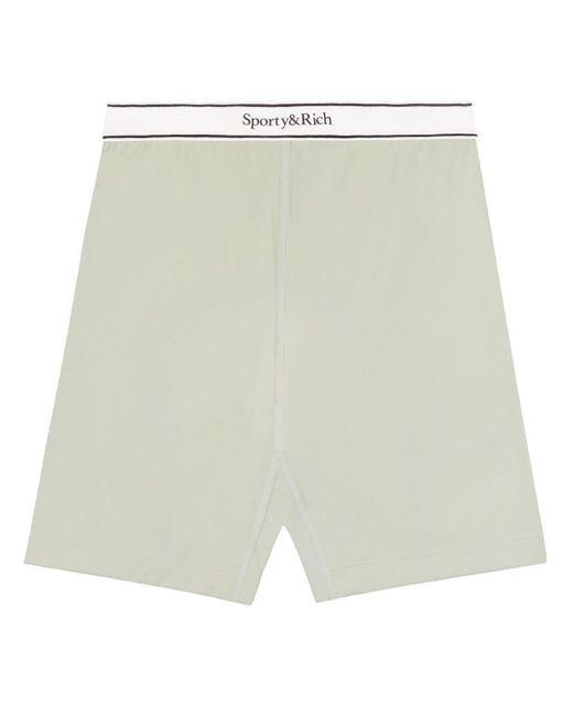 Sporty & Rich White Serif Logo-waistband Shorts