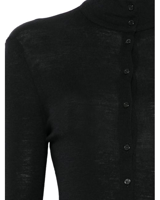 Alysi Black Button-Up Turtleneck Sweater