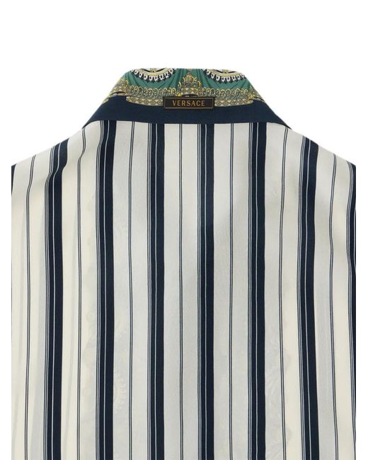 Versace Natural Printed Silk Crêpe De Chine Regular Shirt for men