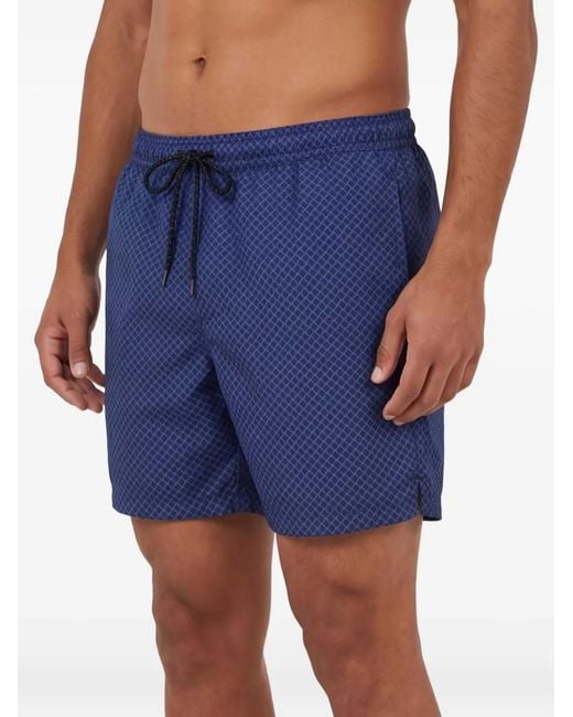 Drumohr Blue Geometric-Print Swim Shorts for men