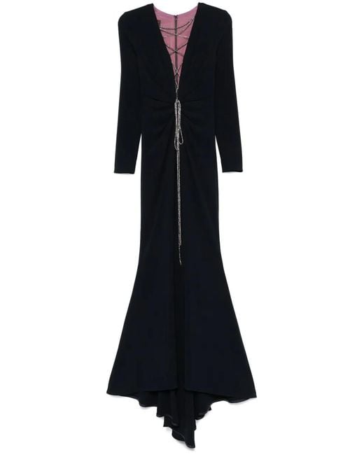 Talbot Runhof Blue V-Neck Gown